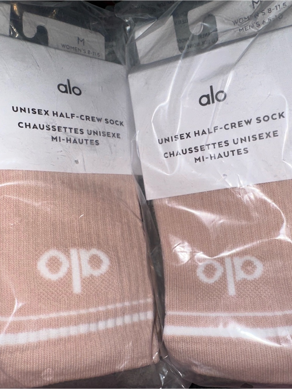 Alo Pink Ribbed Logo Crew Socks (1 Pair) - Picture 2 of 2